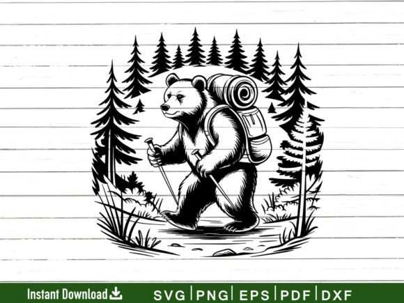 Funny Mountain Bear Hiking Svg, Camping