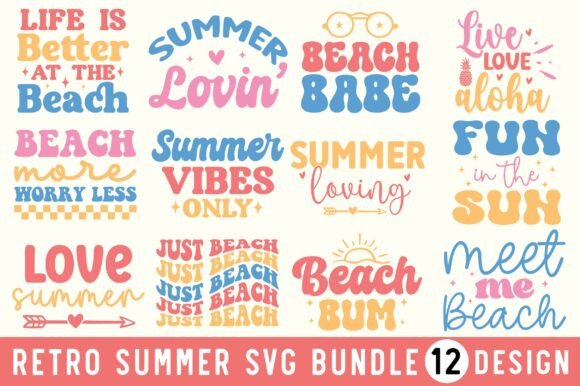 Retro Summer SVG Bundle, Beach SVG